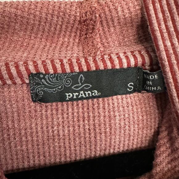 prAna Waffle Knit Hoodie Pullover Sweatshirt Women’s Small Mauve Organic Cotton - Picture 3 of 9